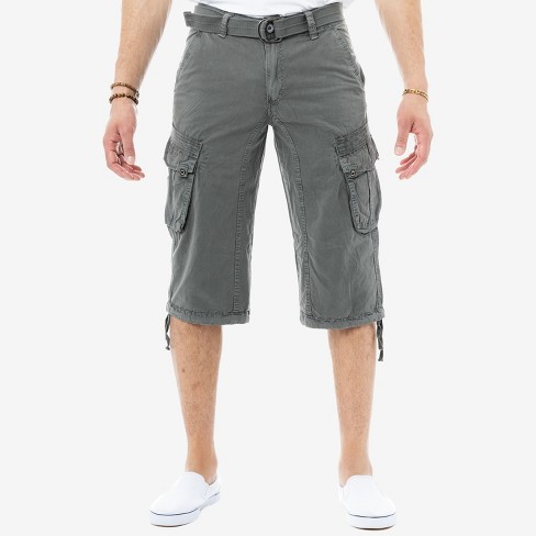 X Ray Men’s Belted 18 Inch Below Knee Long Cargo Shorts In Grey Size 40 ...
