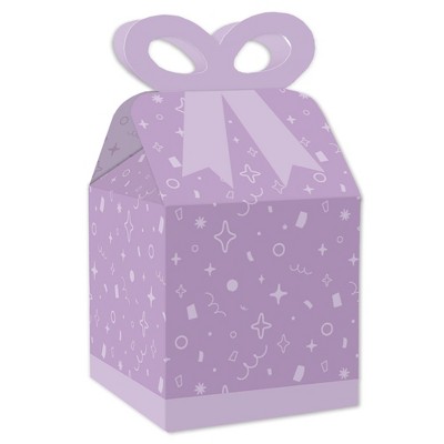 Big Dot of Happiness Purple Confetti Stars - Square Favor Gift Boxes - Simple Party Bow Boxes - Set of 12