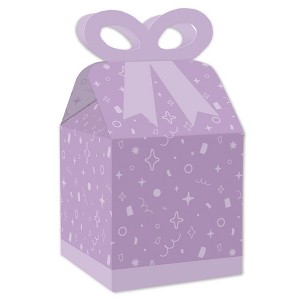 Big Dot of Happiness Purple Confetti Stars - Square Favor Gift Boxes - Simple Party Bow Boxes - Set of 12 - 1 of 4