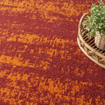 Reversible Red Abstract Synthetic Easy Care Rug 9 ft x 12 ft