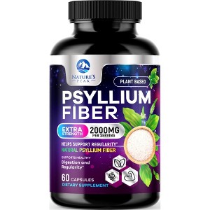 Psyllium Fiber Supplement 1500mg, Non-GMO, Natural Soluble Fiber Daily Digestion - 60 Count;120 Count - 1 of 4