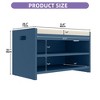 28in Entryway Bench with Shoe Storage End of Bed Bench with Cushioned Seat Blue - 3 of 4