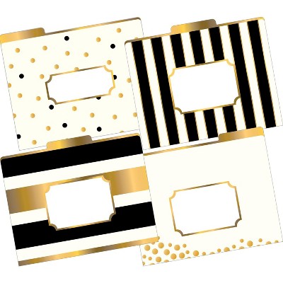Barker Creek Gold File Folders, Letter Size, Multiple Designs, set of 12