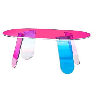 VEVOR Acrylic Coffee Table, Iridescent Acrylic End Table, 13.8 inch high Colorful Acrylic Side Table, for Coffee, Drink, Food, Snack - 1 of 4