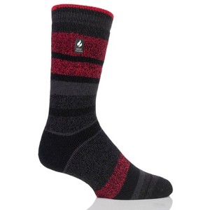 Heat Holder® Men's Starling Stripe LITE™ Crew Socks| Thermal Yarn | Medium-Thick Socks Casual Shoes + Boots | Warm + Soft, Hiking, Cabin, Cozy at Home Socks | 5X Warmer Than Cotton - 1 of 1