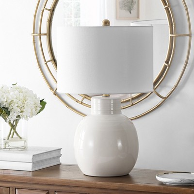 Syra 24" Ivory Ceramic Table Lamp with White Drum Shade