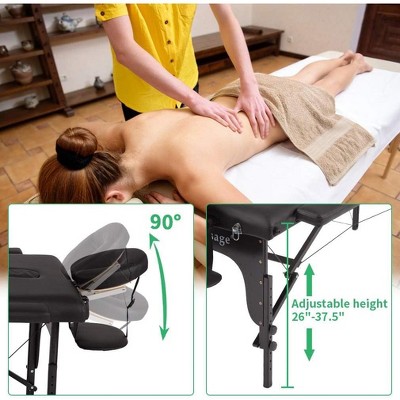 Black Hardwood Portable Massage Table with Adjustable Height
