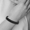 Black Bow Jewelry Black Plated Stainless Steel & Black Leather Strand Bracelet, 8.5 Inch - 3 of 4