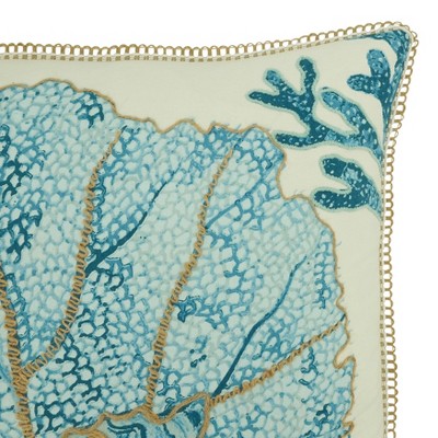 Aqua Blue Sea Fan 27" Square Cotton Throw Pillow with Polyfill