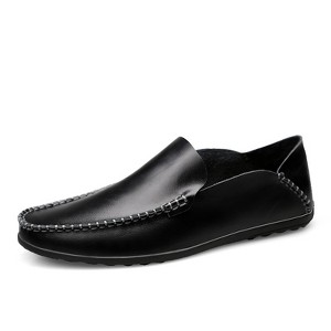 Santimon Men's Moccasins Casual Slip On Shoes Soft Flat Boat Shoes Black - 1 of 4