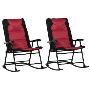 2 Piece Outdoor Patio Furniture Set with 2 Folding Padded Rocking Chairs, Bistro Style for Porch, Camping, Balcony - 1 of 4