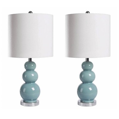 (Set of 2) Cameron Gourd French Table Lamps Blue  - Abbyson Living