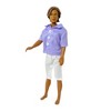 Doll Clothes Superstore Handmade Lavender Stripe Shirt with White Shorts for Ken and GI Joe Dolls - 2 of 4