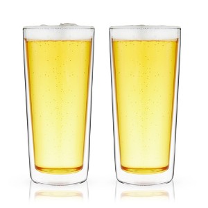 True Double Walled Beer Glasses - Insulated Pint Glasses - Double Wall Glasses - Beer Mugs Clear 16oz Set of 2 - 1 of 4