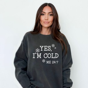 Simply Sage Market Yes I'm Cold Garment Dyed Sweatshirt - 1 of 4