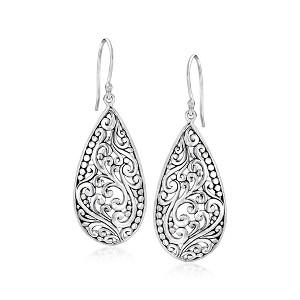 Ross-Simons Sterling Silver Bali-Style Filigree Teardrop Earrings - 1 of 3