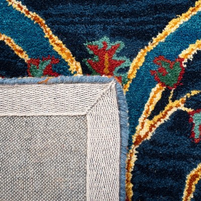 Handmade Blue Wool Tufted Round Area Rug, 3 ft