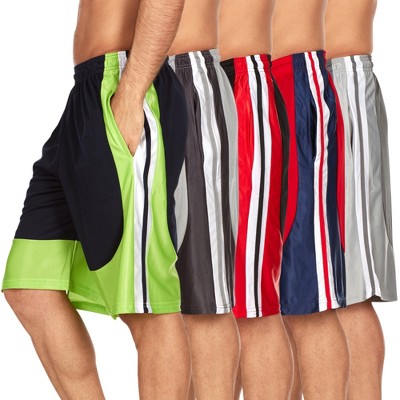 Mens Moisture Wicking Athletic Basketball & Gym Workout Shorts with Pockets Multipack, Up to 3XL, Pack of 5
