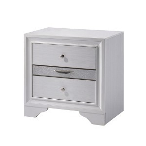 CLIHOME Contemporary Bedroom Storage Cabinet Nightstand with Silver Accents and Hidden Jewelry Drawer - 1 of 4