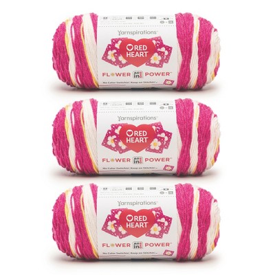 Red Heart All in ONE Flower Power Yarn 24 Pack-Peony Pop