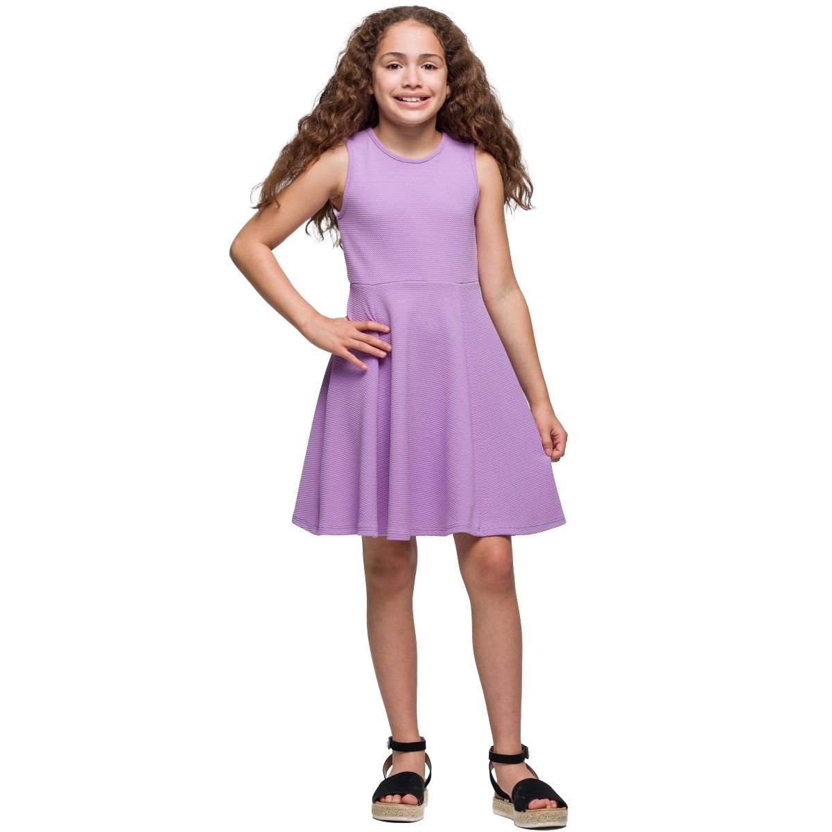 Girls Sleeveless Knee Length Fit and Flare Dress - 24sevenKid™ - thumbnail 10
