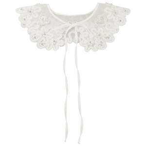 Elerevyo Women Lace Embroidery Knit Detachable Fake Peter Pan Collar Little Shawl for Blouse 1Pc - 1 of 4
