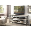 62" Faux Marble and Metal TV Stand with 2 Fixed Shelves and Black Metal Finish for Living Room and Bedroom - 3 of 4