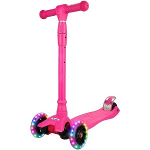 3-Wheel Kids Scooter for Toddlers Ages 3-10, Kick Scooter with 4 Adjustable Height Handlebars, Lean-to-Steer Design, and 3 Light-Up Wheels - 1 of 4