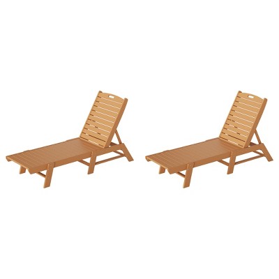 WestinTrends Poly Reclining Outdoor Patio Chaise Lounge Chair Adjustable (Set of 2)