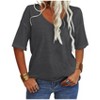 Imily Bela Women's Casual V Neck Half Sleeve Oversized T Shirt Solid Color Basic Top - 2 of 4