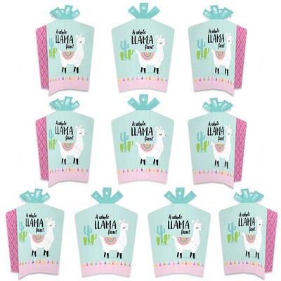 Big Dot of Happiness Whole Llama Fun - Table Decorations - Llama Fiesta Baby Shower or Birthday Party Fold and Flare Centerpieces - 10 Count