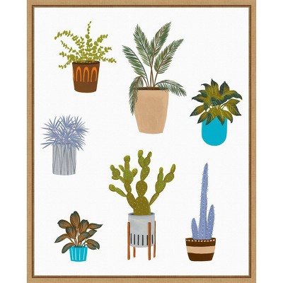 Houseplant Chart II Giclee Print on Canvas with Maple Frame