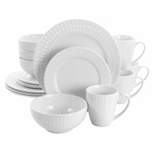 16pc Porcelain Cara Round Dinnerware Set White - Elama
