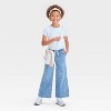 Girls' Mid-Rise Pull-On Wide Leg Denim Pants - Cat & Jack™ - 3 of 3