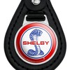 Shelby Mustang Patriotic Logo Black Leather Keychain - 3 of 4
