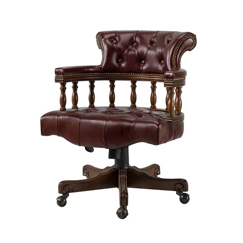 zacharie Classical Genuine Leather Height-adjustable Executive Chair With  Nailhead Trims | Karat Home-burgundy : Target