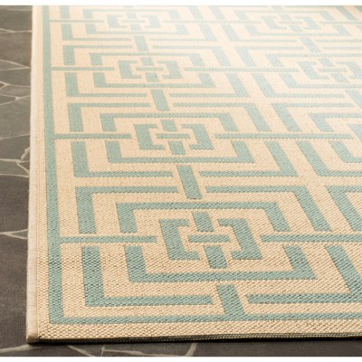 Aqua Splash Cream Geometric 5'1" x 7'6" Synthetic Area Rug