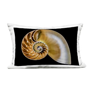 Stupell Industries Tan Nautilus Shell on Black Outdoor Decorative Throw Pillow, 14 x 20 - 1 of 3