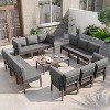 ALAULM 14 Pieces Metal Patio Furniture Set Modern Metal Outdoor Conversation Sets, Patio Sectional Sofa w/5 Inch Cushion and Coffee Table, Black - 3 of 4