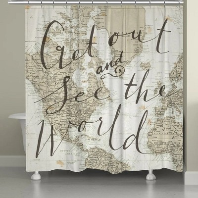 Laural Home Get Out and See the World Shower Curtain