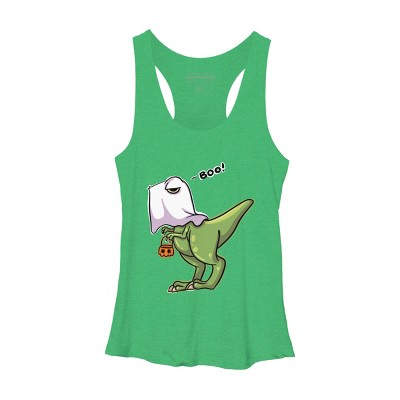 Women's Design By Humans Halloween Ghost Dinosaur By whynot007 Racerback Tank Top