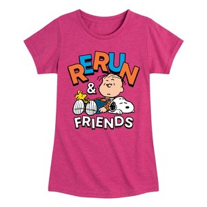 Girls' - Peanuts - Rerun And Friends Fitted Short Sleeve Graphic T-Shirt - 1 of 4