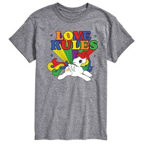 Men's My Little Pony Love Rules Rainbow Short Sleeve Graphic T-Shirt - Athletic Heather - 5X Big and Tall - 1 of 4