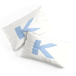 Deny Designs King April Lane Art Block Blue Monogram K Microfiber Printed Pillow Sham - 1 of 3