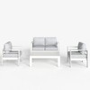 LayinSun Outdoor Aluminum Furniture Set, 4 Pieces Patio Sectional Conversation Chat Sofa Modern Seating Set with Coffee Table - 2 of 4