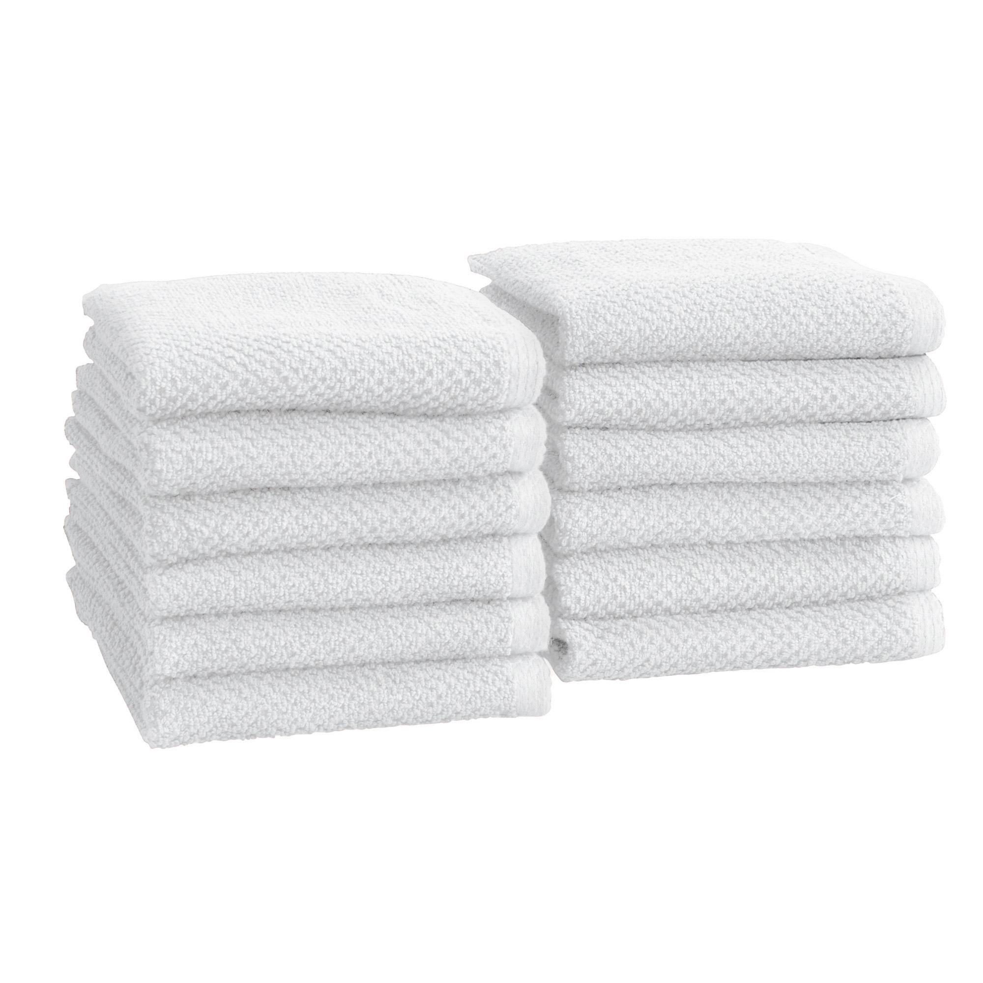 Cotton Quick Dry Loop Textured Bath Towel - Great Bay Home (Optic White, Washcloths - Set of 12)