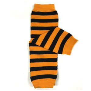 Wrapables Colorful Baby & Toddler Leg Warmers 1, Stripes Orange and Black - 1 of 4