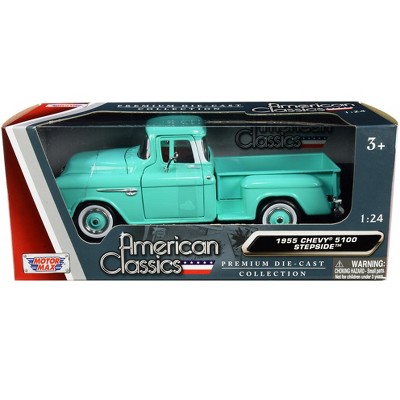1955 Chevrolet 5100 Stepside Pickup Truck Turquoise with Whitewall Tires "American Classics" 1/24 Diecast Model Car by Motormax