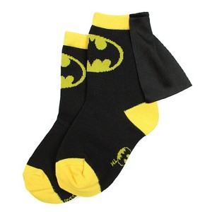Seven Times Six DC Comics Superhero Batman Superman The Flash Youth Boys Caped Crew Socks - 1 of 3