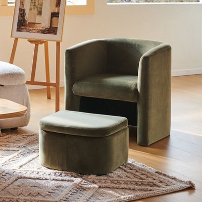 Barrel Chair with Storage Ottoman Set | COLAMY